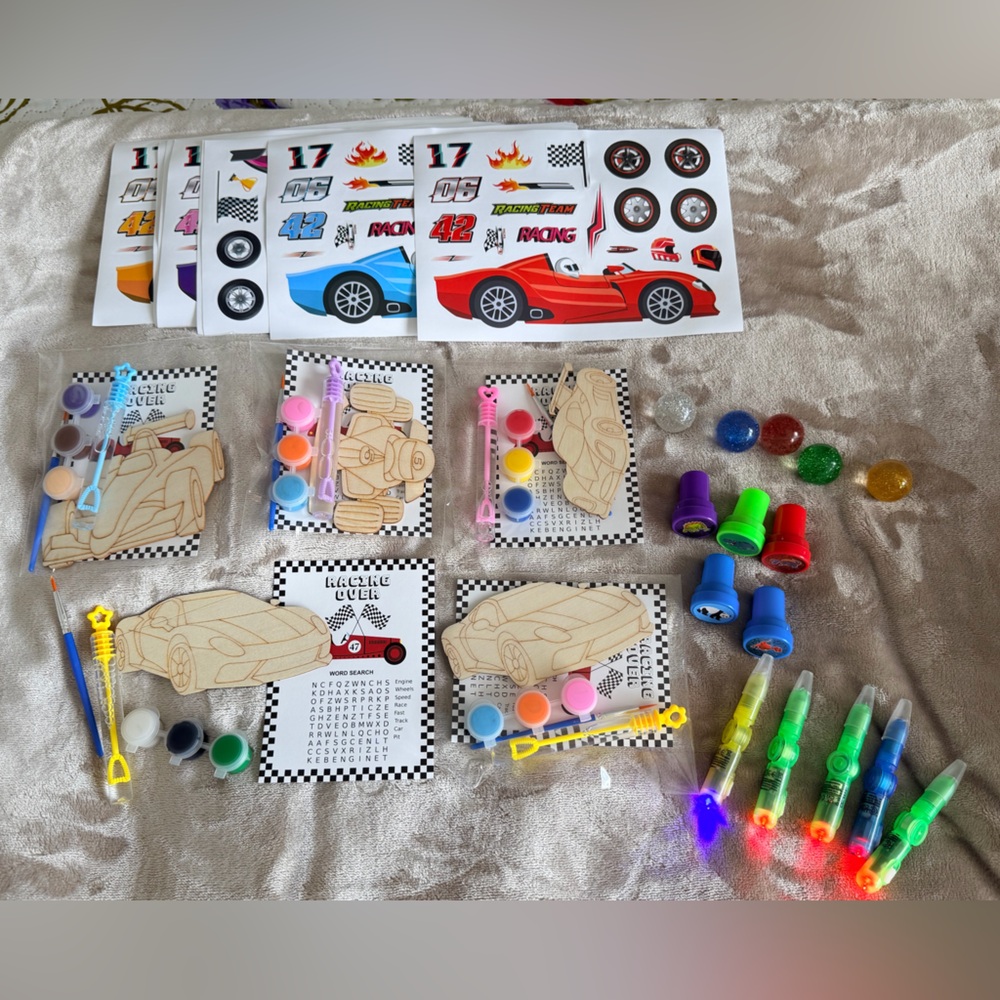 Kids Race Car Paint & Sticker Activity Kit - Multicolor